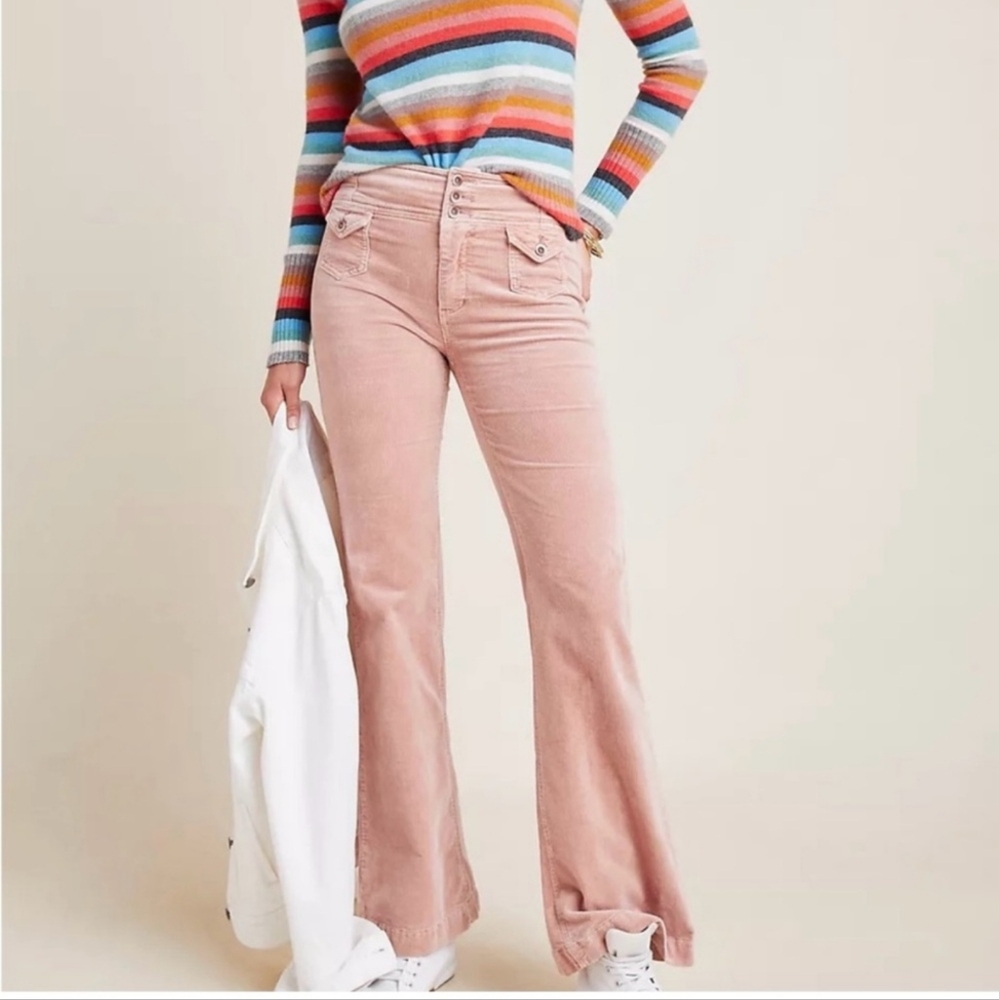 Anthropologie Pilcro and The Letterpress Pink Bootcut High Rise Corduroys Sz 27